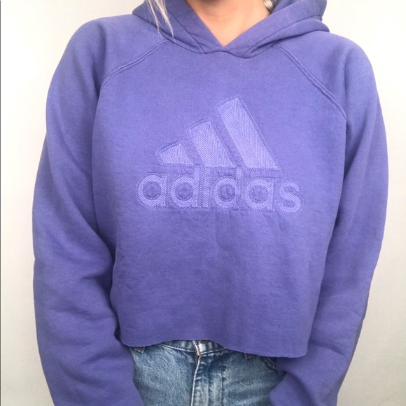 โSOLDโ Y2K deep violet cropped Adidas hoodie - Picture 5 of 6